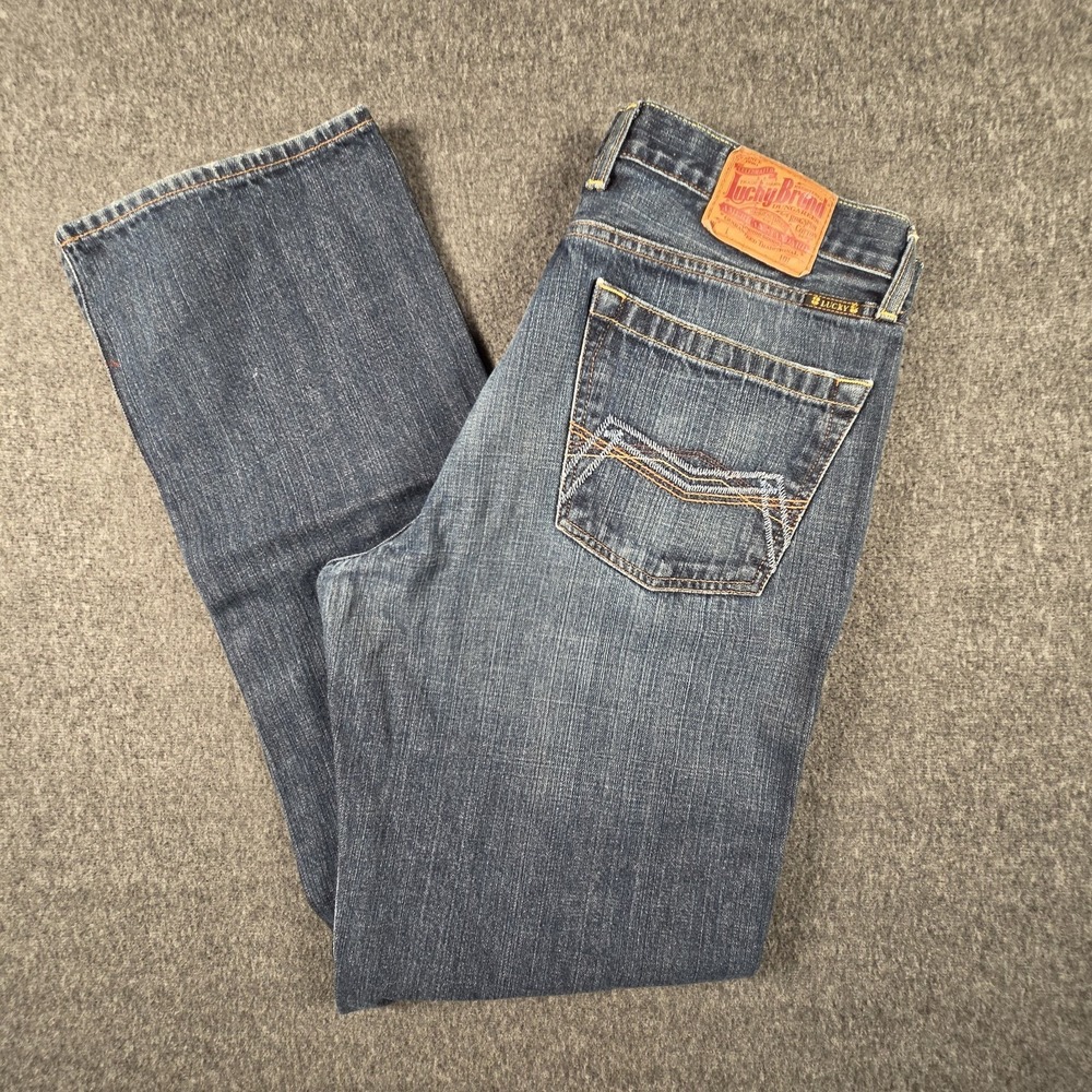 Lucky Brand Jeans Mens 36x34 Blue Vintage Straight Warhorse Denim Medium Wash